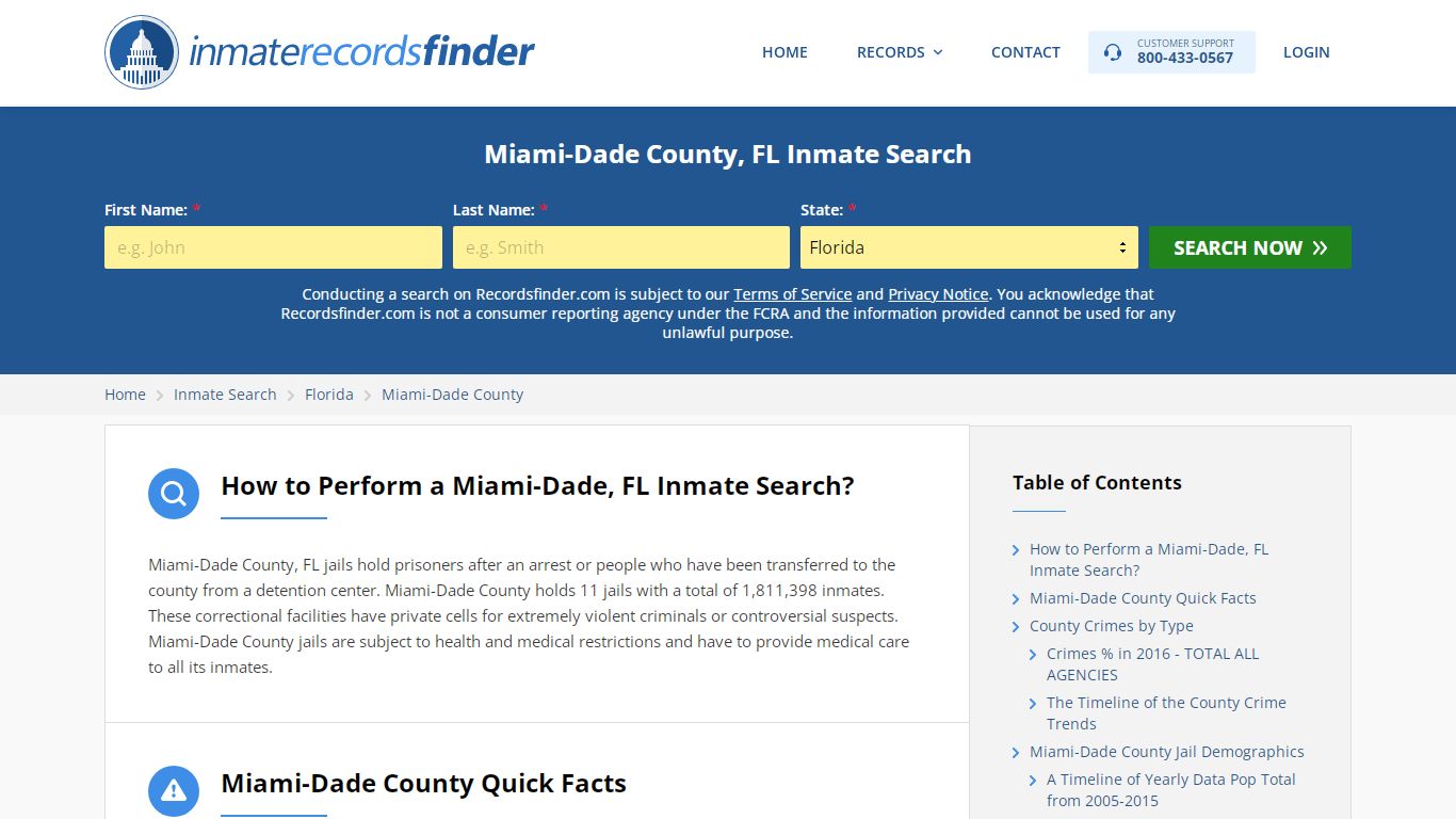 Miami-Dade Inmate Search & Jail Records Online - RecordsFinder